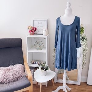 NWOT Lulu’s Pocketed Slate Blue Swing Dress